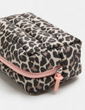 Quilted leopard print toiletry bag, British brand