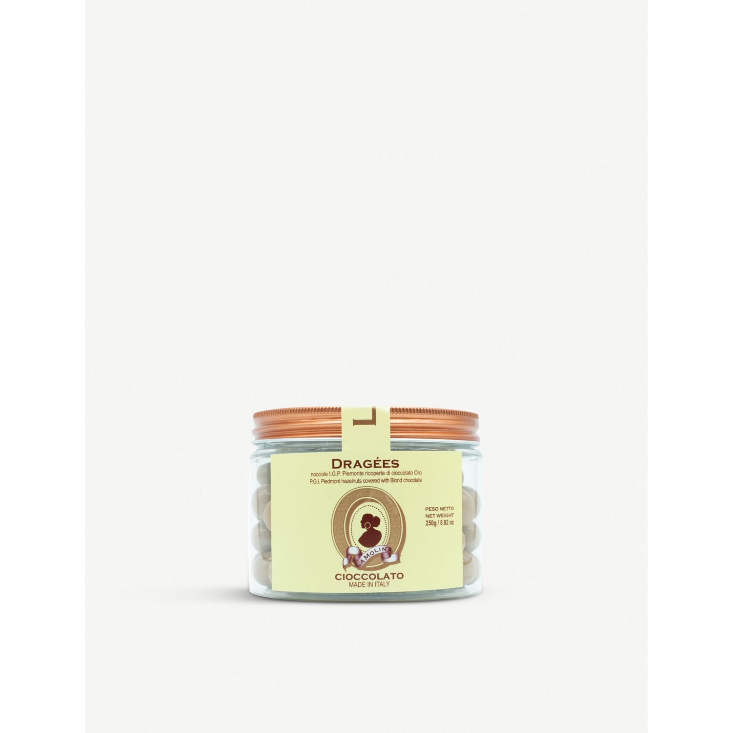 La Molina blond chocolate hazelnut dragees 250g, UK version