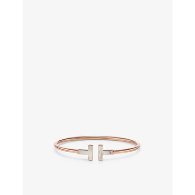 selfridges Tiffany & Co. T 18ct Rose-Gold and Mother-of-Pearl Bracelet- Buy online at McGrocer