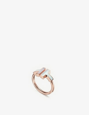 Tiffany & Co. T Square 18ct Rose-Gold and Mother-of-Pearl Ring