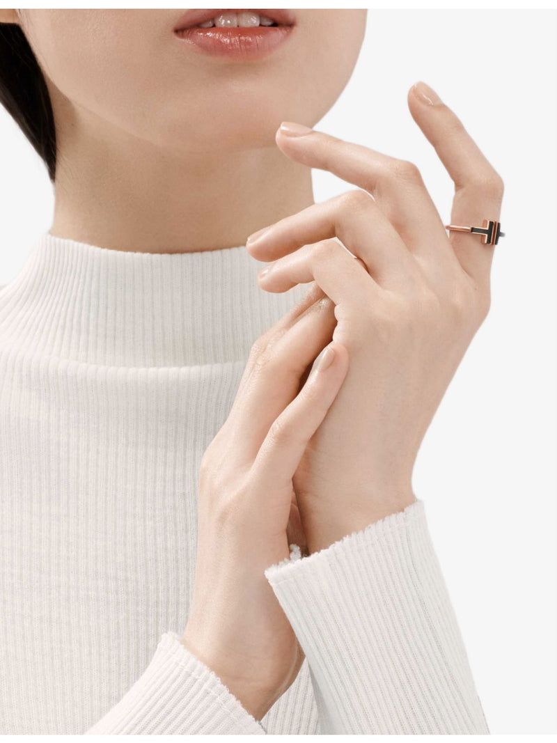Tiffany & Co. 18ct rose-gold onyx ring, imported from the UK