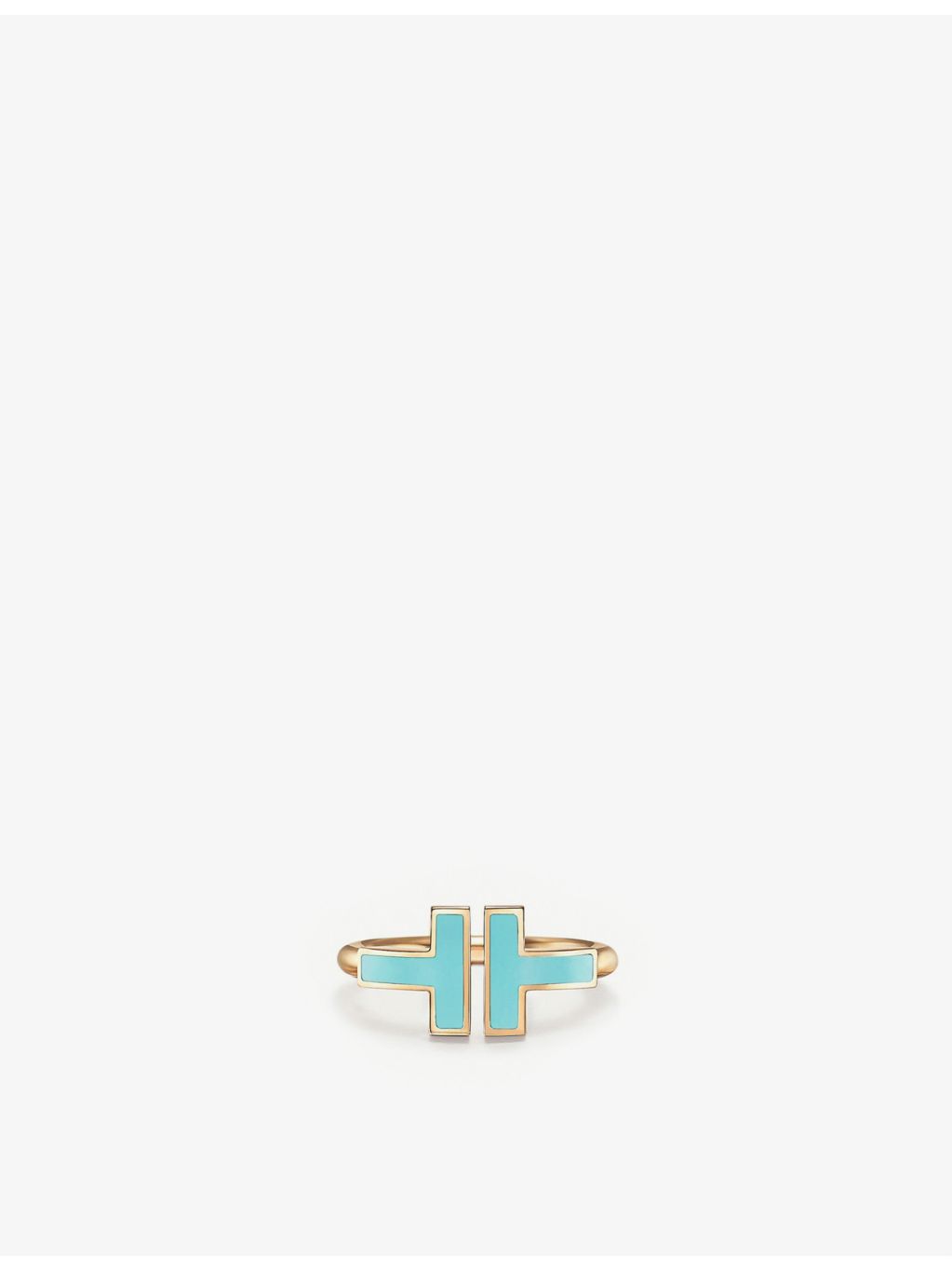 Tiffany T Square ring in 18ct rose gold and turquoise - British product