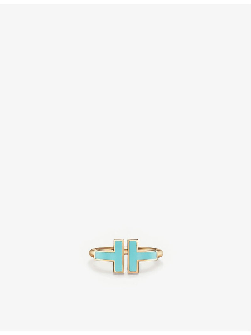 Tiffany T Square ring in 18ct rose gold and turquoise - British product