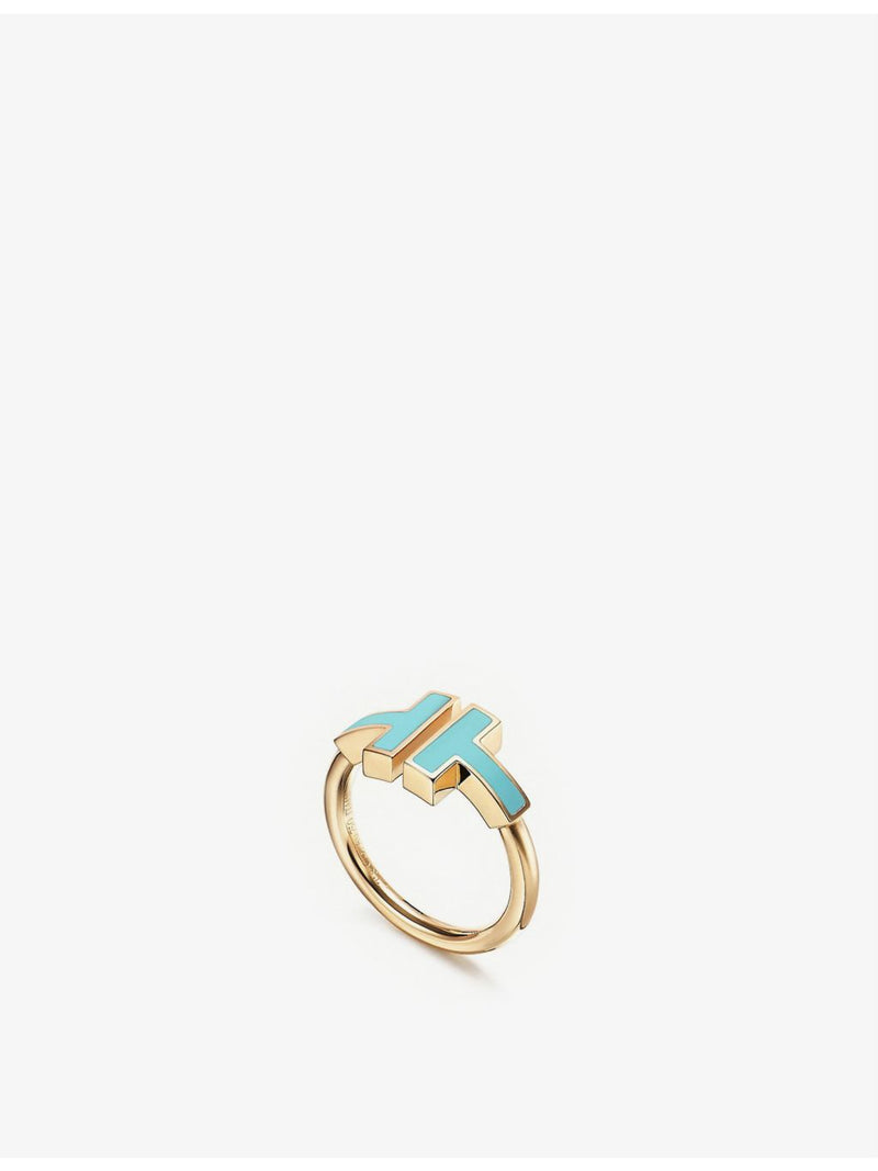 Tiffany T Square ring in 18ct rose gold and turquoise - British product