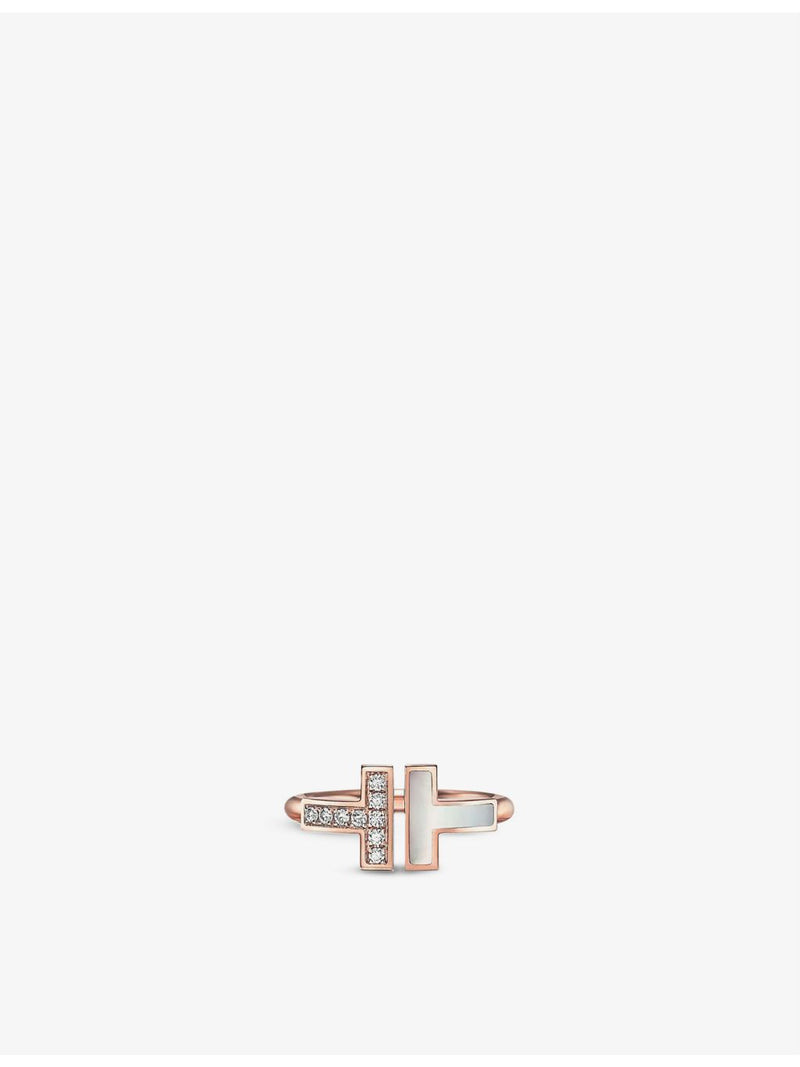 Tiffany & Co. rose-gold mother-of-pearl diamond ring 0.07ct, UK version