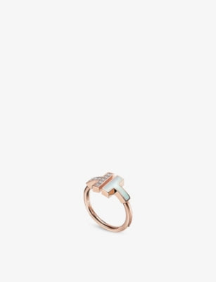 Tiffany & Co. T 18ct Rose Gold Mother-of-Pearl and 0.07ct Diamond Ring