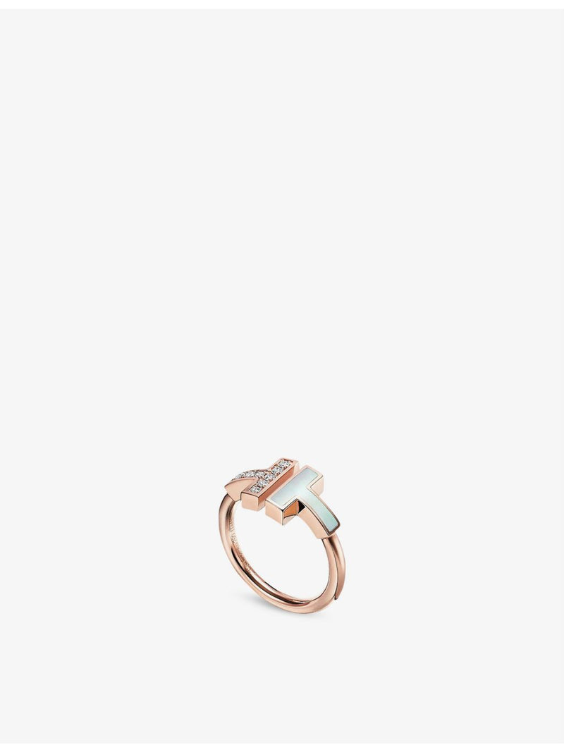 Tiffany & Co. rose-gold mother-of-pearl diamond ring 0.07ct, UK version