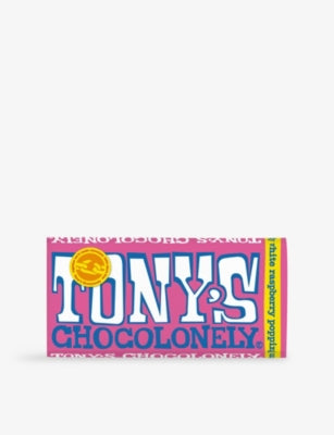 Tony's Chocolonely white raspberry popping candy chocolate 180g, UK version