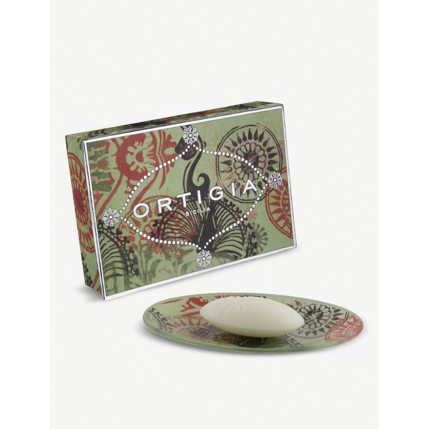 Ortigia Sicilia Fico D'India scented soap and glass plate 40g, UK version