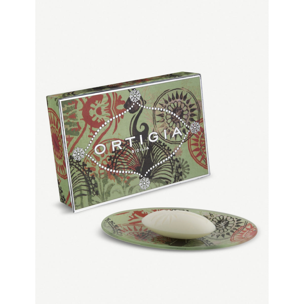 Ortigia Sicilia Fico D'India scented soap and glass plate 40g, UK version