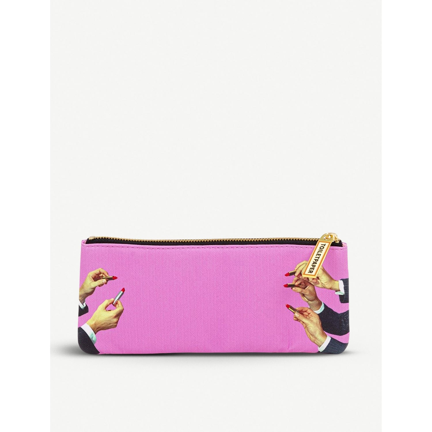 Seletti lipstick-print faux-leather pencil case 21cm, UK version
