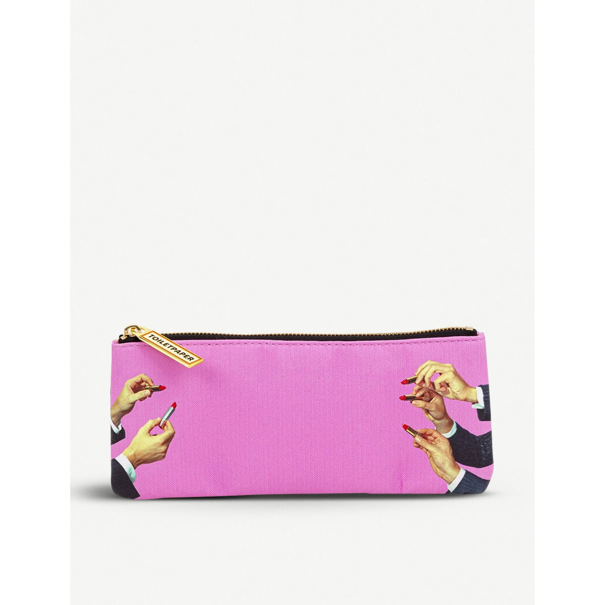 Seletti lipstick-print faux-leather pencil case 21cm, UK version