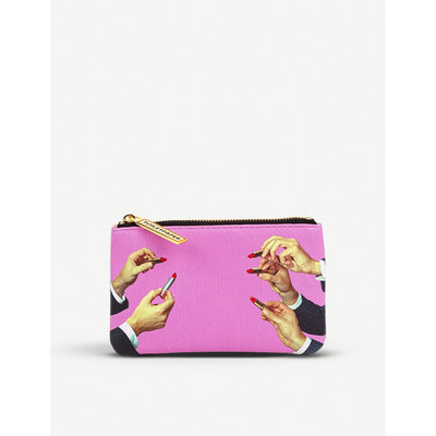 selfridges Seletti Toiletpaper Lipstick-Print Faux-Leather Case 15cm x 9cm- Buy online at McGrocer