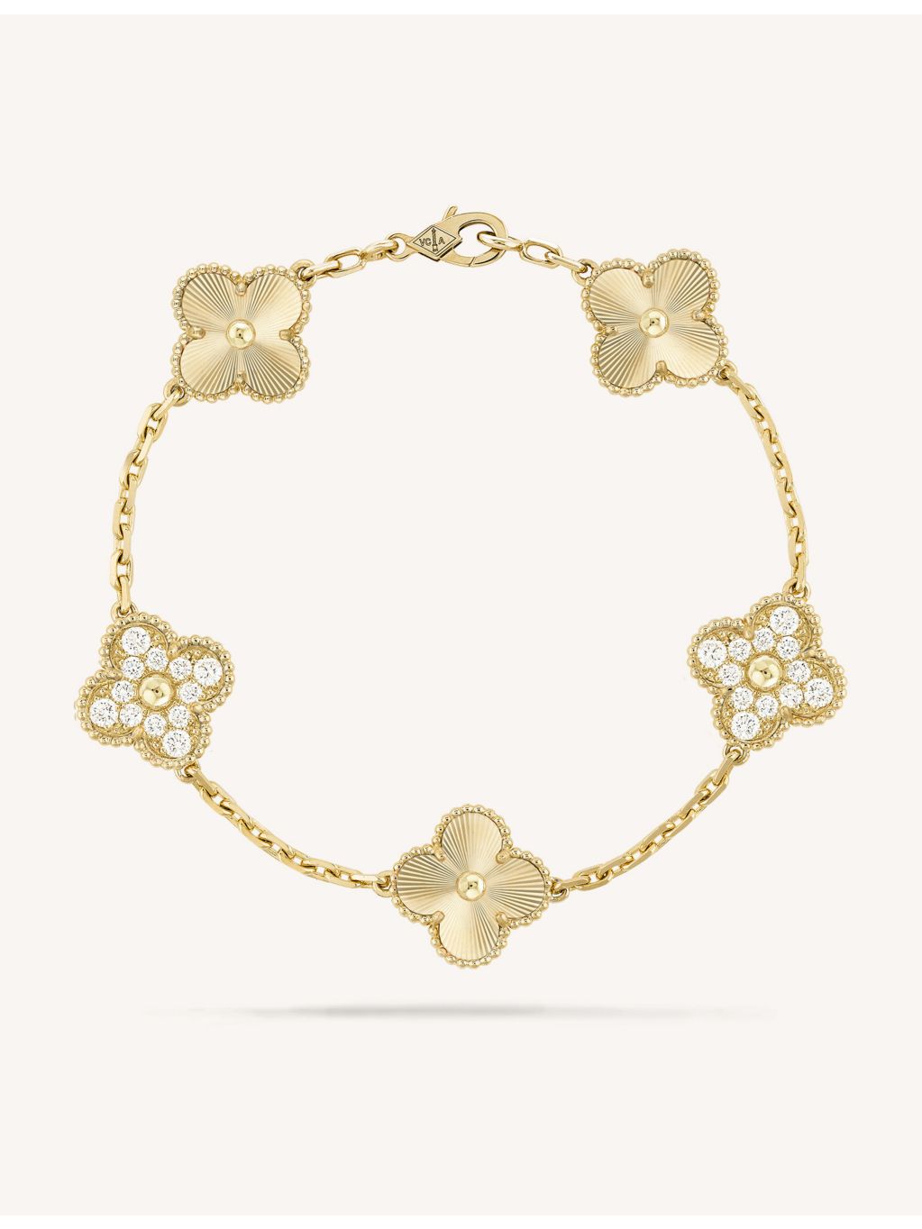 Van Cleef & Arpels Alhambra 5-motif diamond bracelet 19cm, imported from the UK