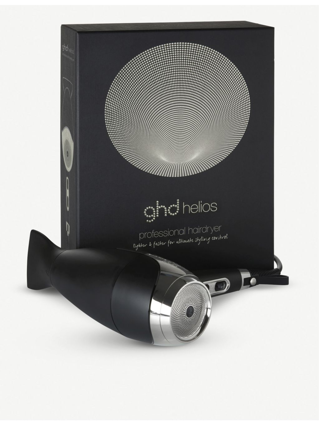 GHD Helios professional hairdryer with concentrator nozzle, imported from the UK
