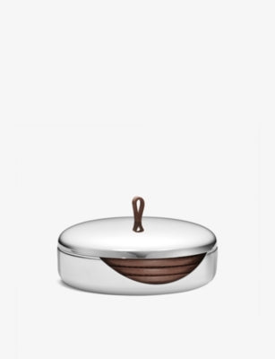 Georg Jensen Sky four coasters in stainless steel and leather - British product