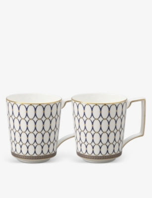 Wedgwood fine bone china mugs Renaissance Gold set of two - British product