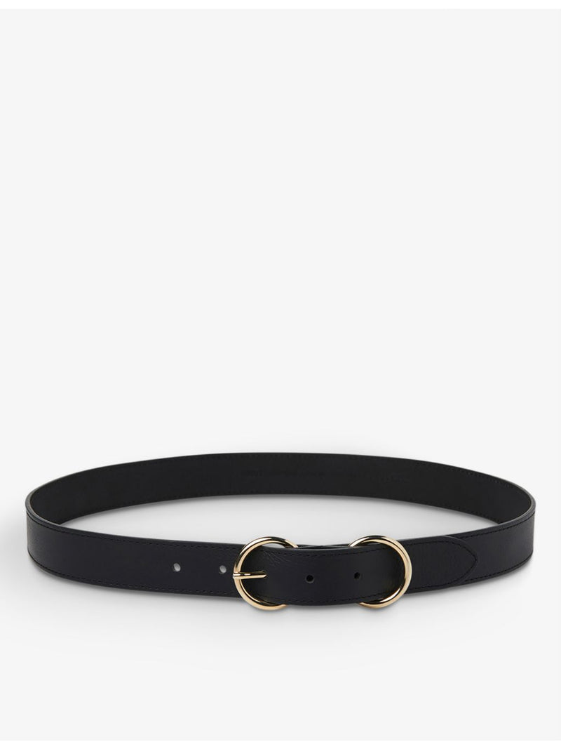 Whistles double-ring leather belt with gold-tone hardware (British brand)