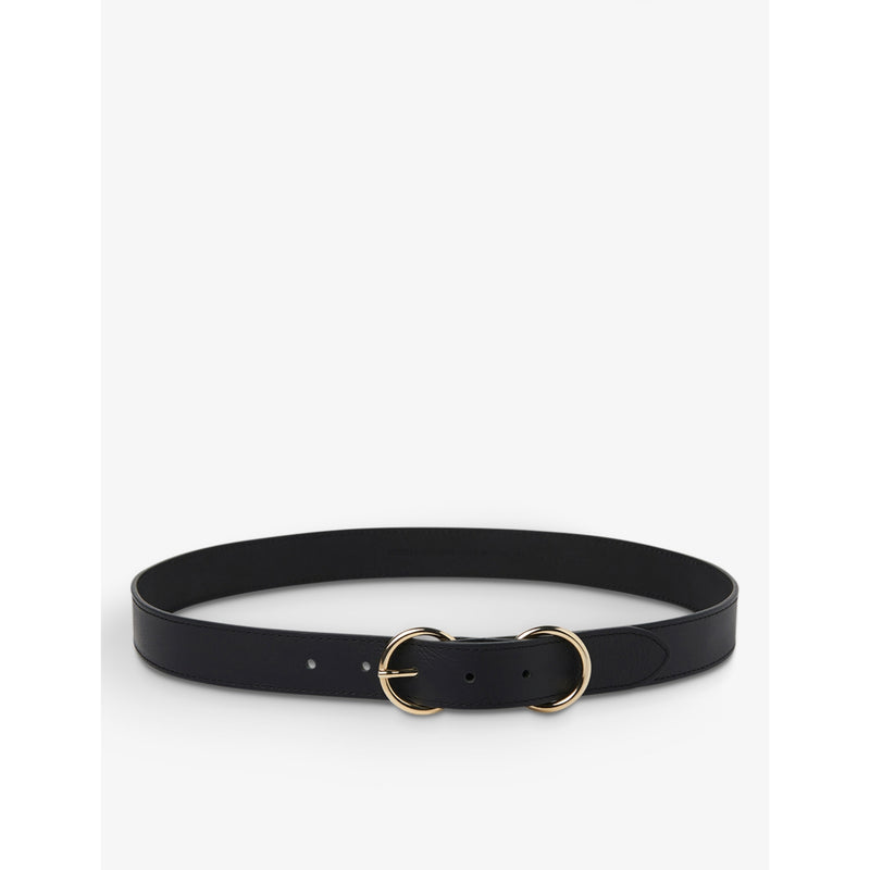 Double-ring leather belt - S