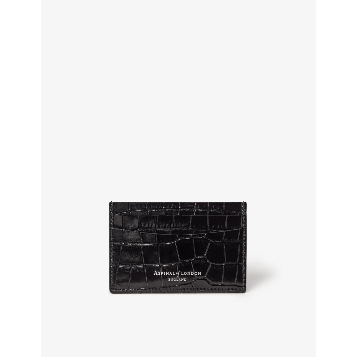 Aspinal of London slim crocodile-embossed leather card case (British brand)
