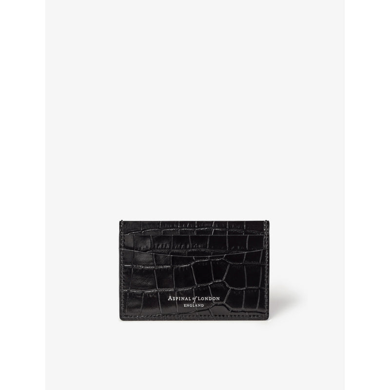 Aspinal of London slim crocodile-embossed leather card case (British brand)
