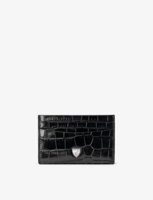 Aspinal of London slim crocodile-embossed leather card case (British brand)