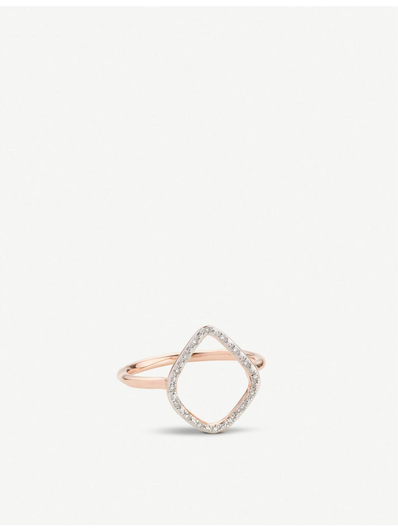 Monica Vinader Riva rose gold hoop ring with diamonds (British brand)