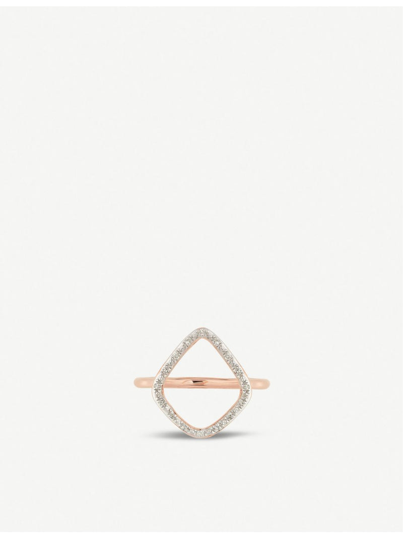 Monica Vinader Riva rose gold hoop ring with diamonds (British brand)