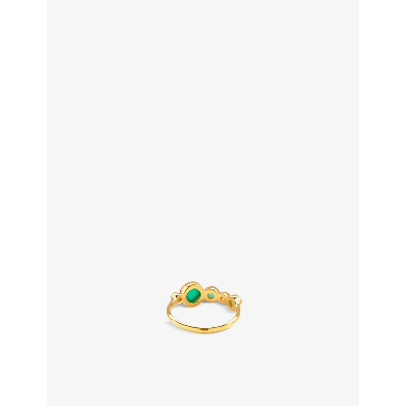 Monica Vinader multi gemstone ring 18ct gold-plated sterling silver (British brand)