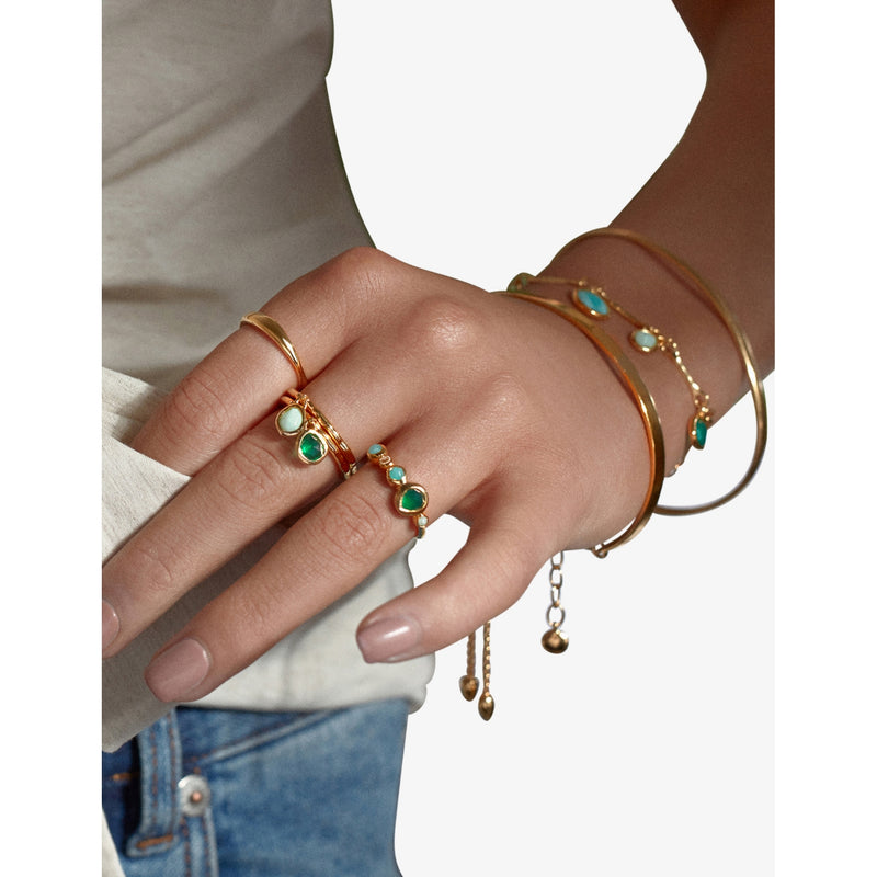 Monica Vinader multi gemstone ring 18ct gold-plated sterling silver (British brand)