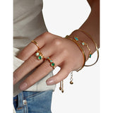 Monica Vinader multi gemstone ring 18ct gold-plated sterling silver (British brand)