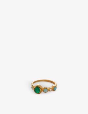 Monica Vinader Siren Bezel Multi Gemstone Ring in 18ct Gold-Plated Sterling Silver