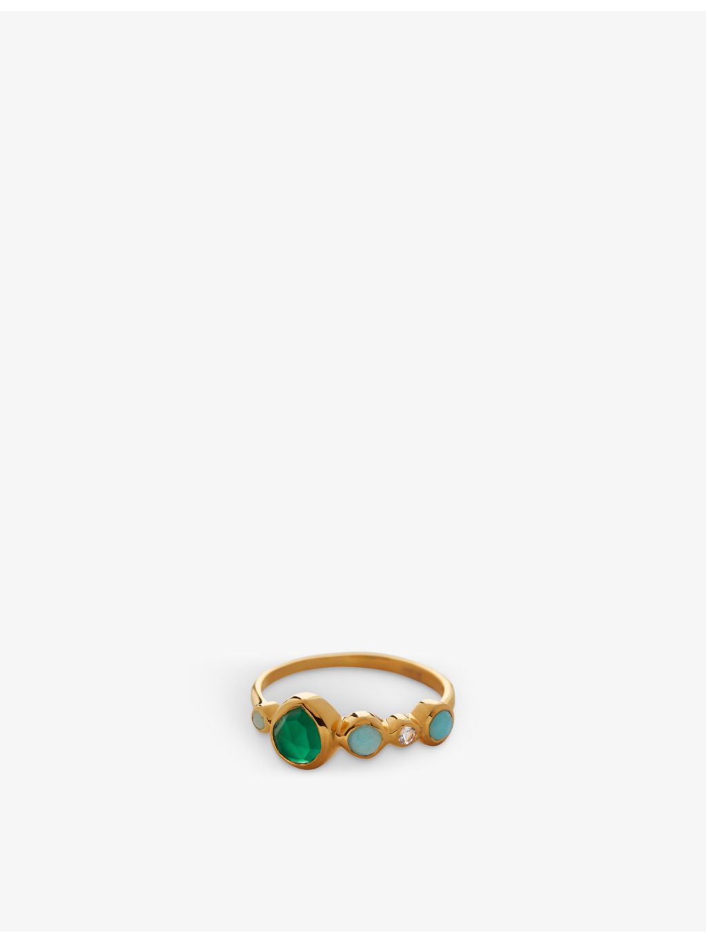 Monica Vinader multi gemstone ring 18ct gold-plated sterling silver (British brand)