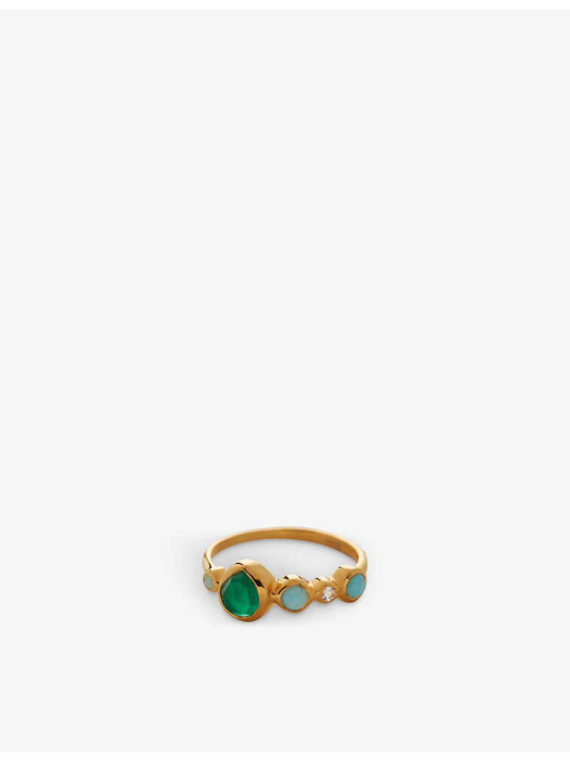 Monica Vinader multi gemstone ring 18ct gold-plated sterling silver (British brand)