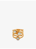 Monica Vinader Siren aquamarine cocktail ring, gold-plated vermeil, imported from the UK