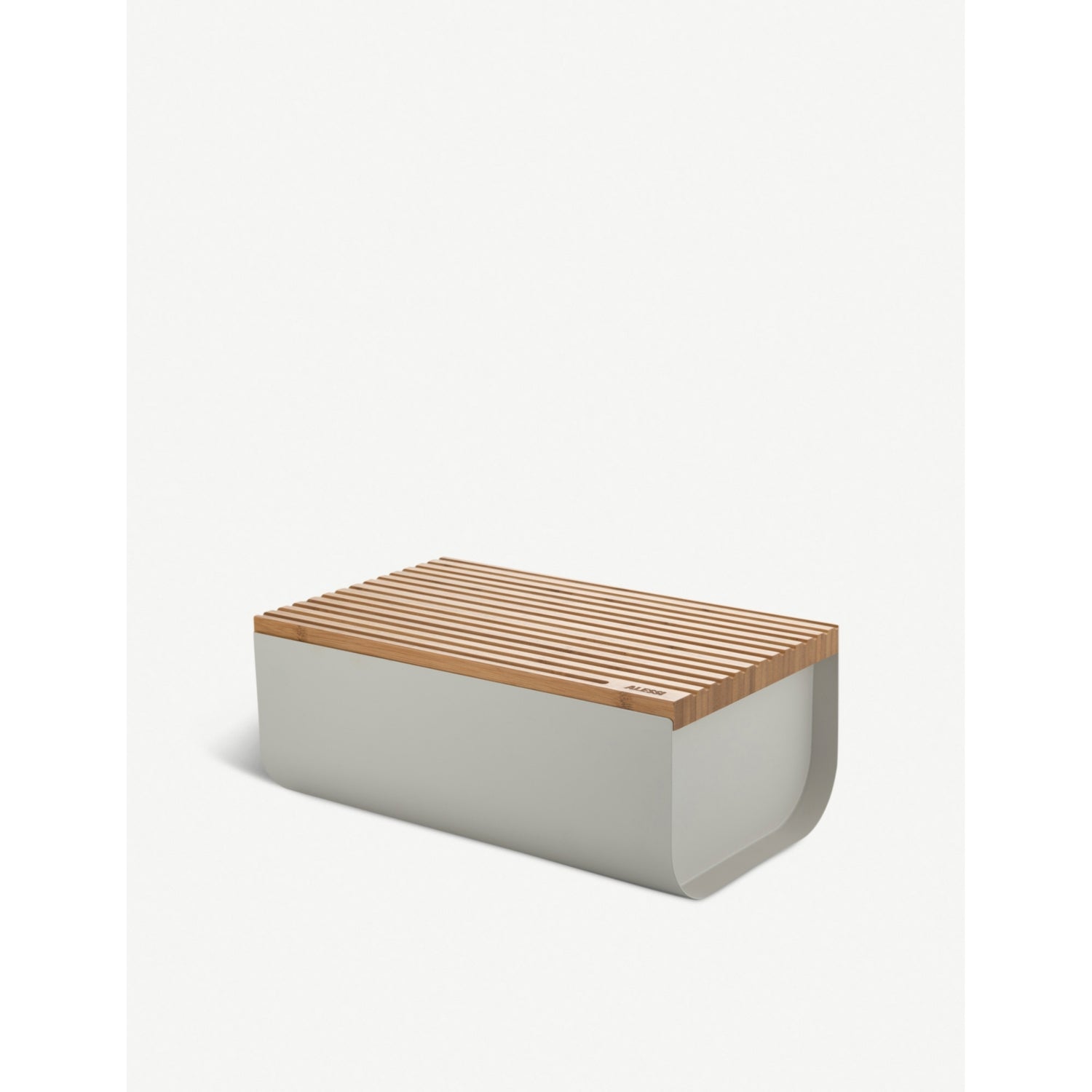Alessi steel breadbox with bamboo top, UK version