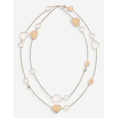selfridges Chopard x 007 Happy Hearts Golden Hearts 18ct Rose-Gold and 0.15ct White-Diamond Sautoir Necklace- Buy online at McGrocer