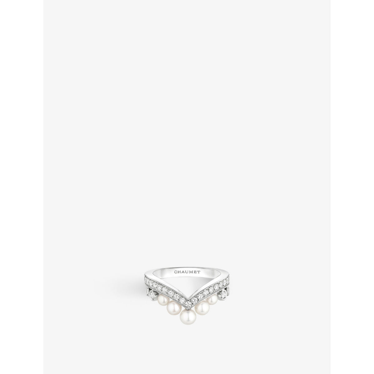 Joséphine Aigrette 18ct white-gold, diamond and pearl ring - 54mm