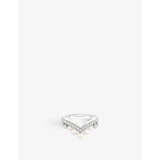 Joséphine Aigrette 18ct white-gold, diamond and pearl ring - 54mm