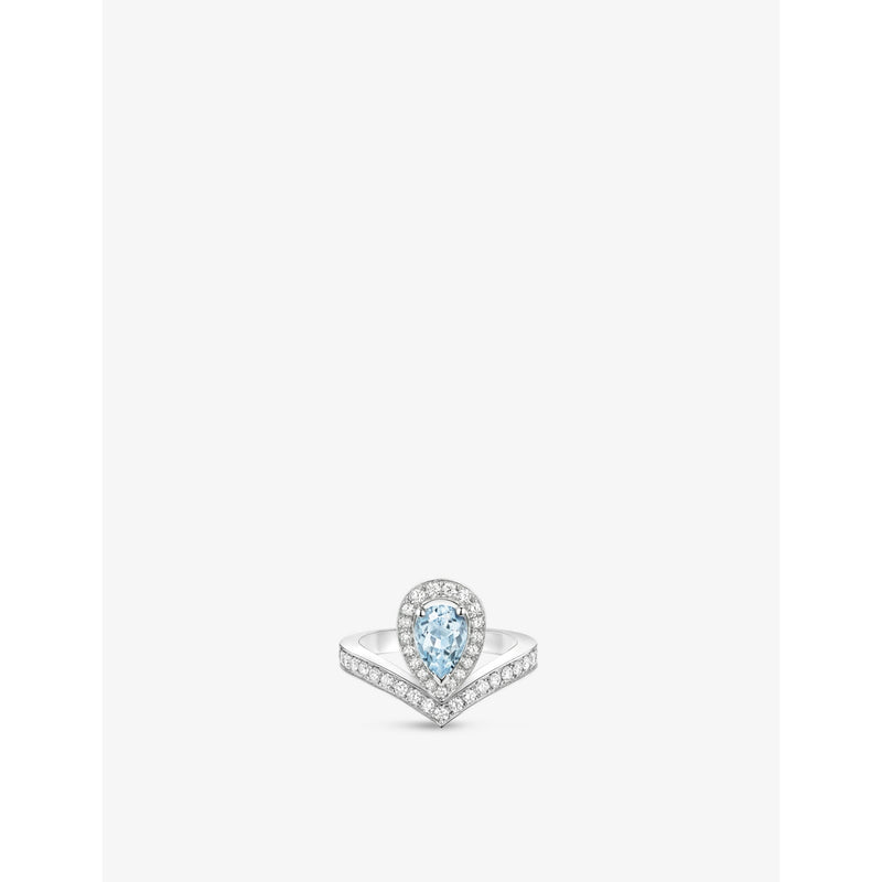 Joséphine Aigrette 18ct white-gold, aquamarine and diamond ring - 53mm