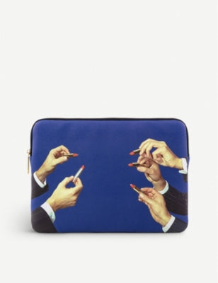 Seletti canvas laptop case lipstick print 13-inch, imported from the UK