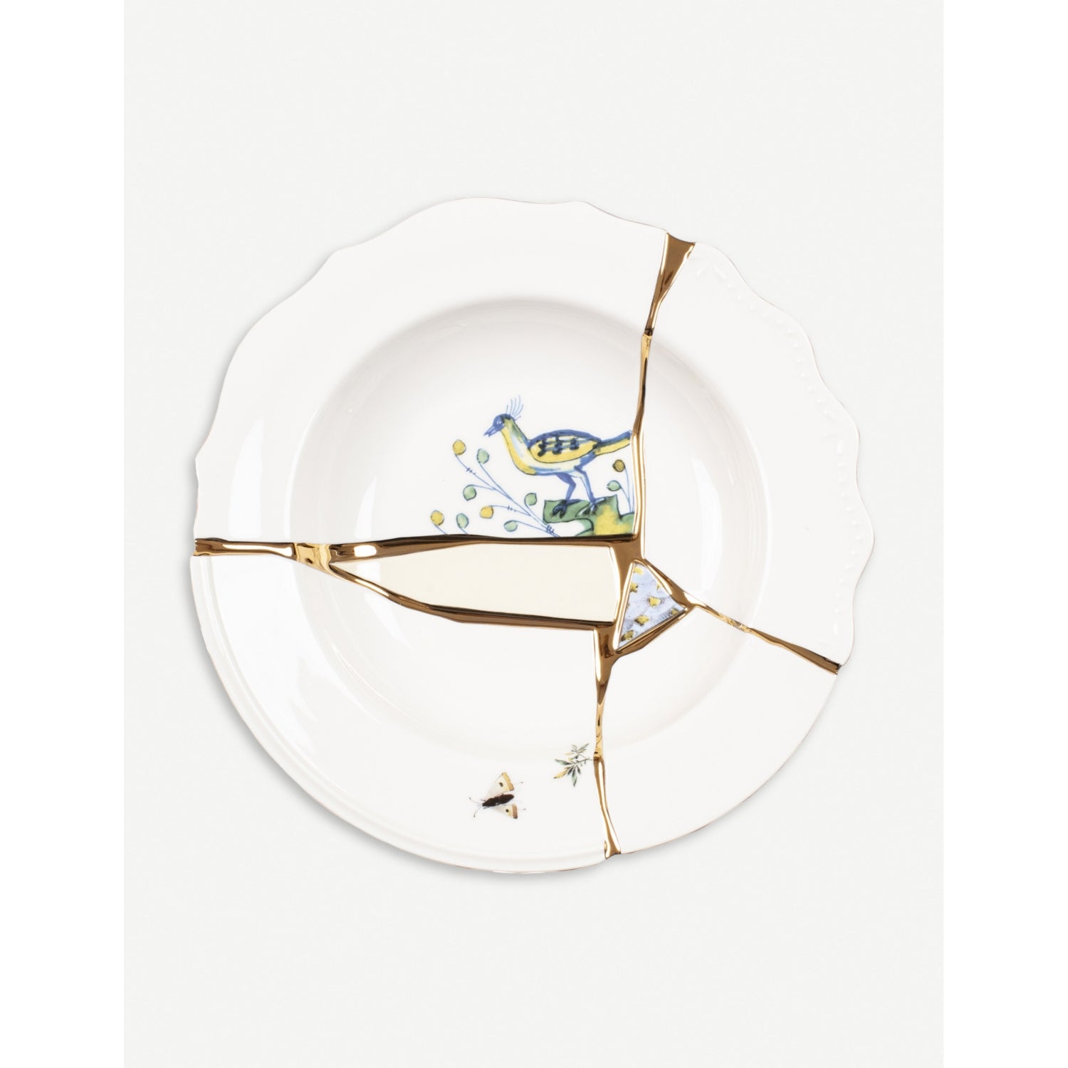 Seletti Marcantonio Kintsugi porcelain soup plate 22cm, UK version