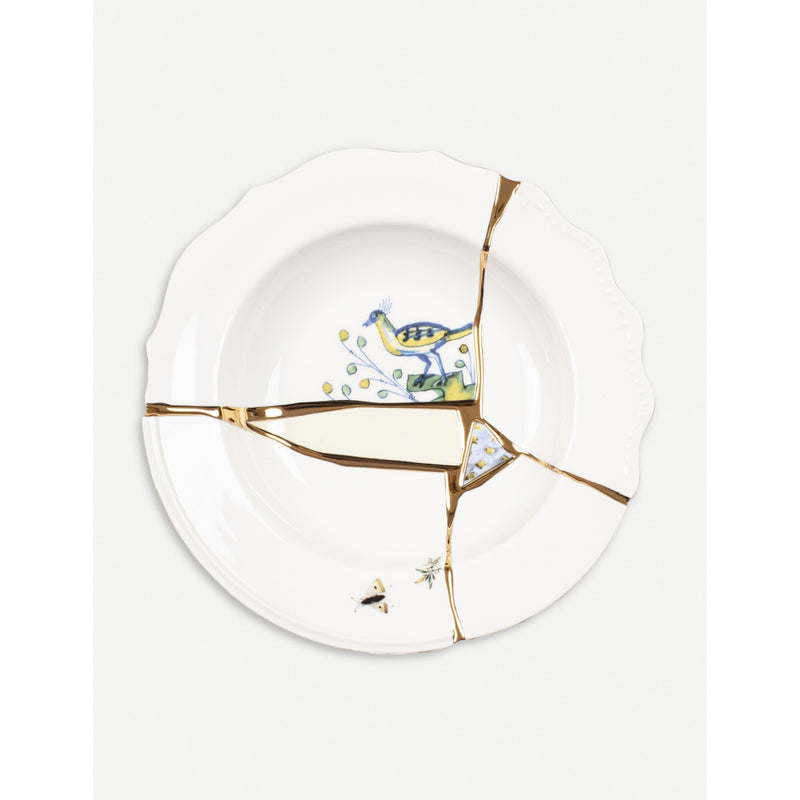 Seletti Marcantonio Kintsugi porcelain soup plate 22cm, UK version