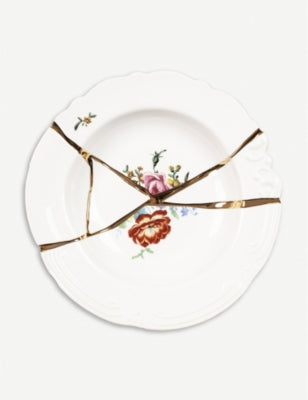 Seletti Kintsugi porcelain soup plate 22cm, UK version