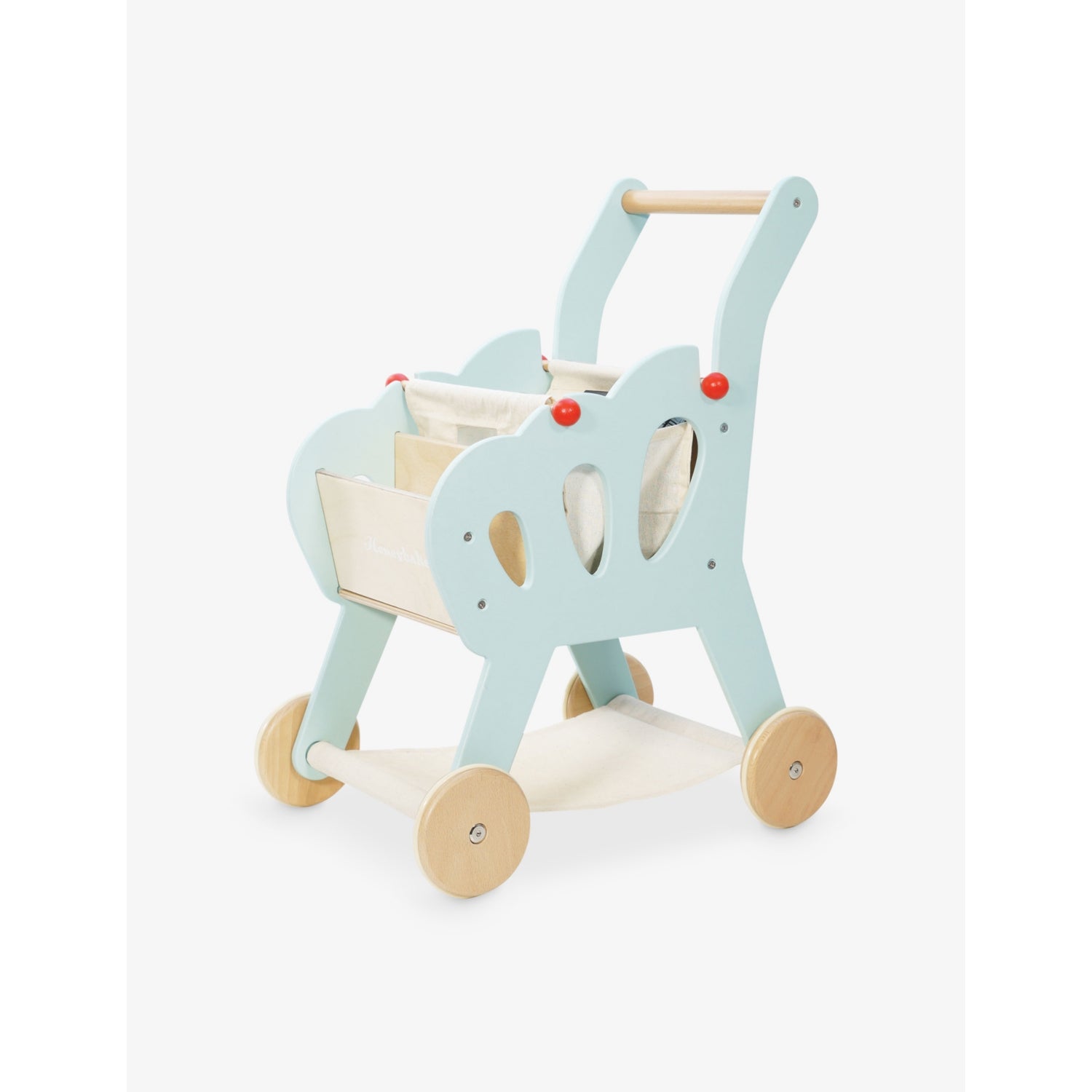 Le Toy Van wooden shopping trolley with storage and chalkboard - British product