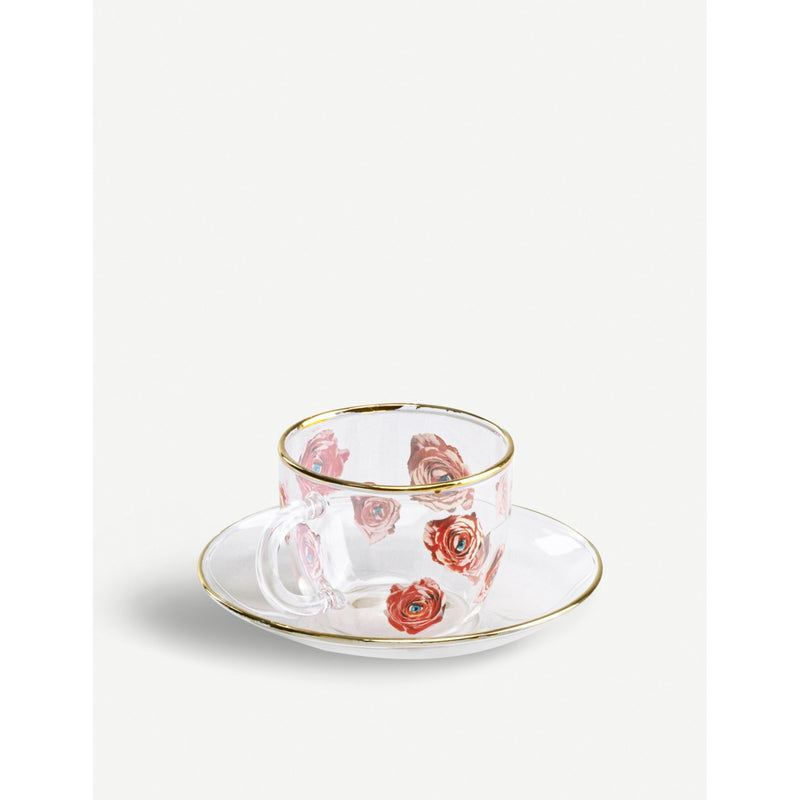 Seletti roses printed glass coffee set, UK version