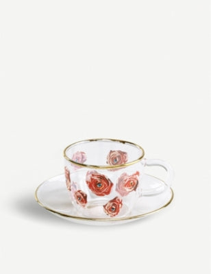 Seletti roses printed glass coffee set, UK version
