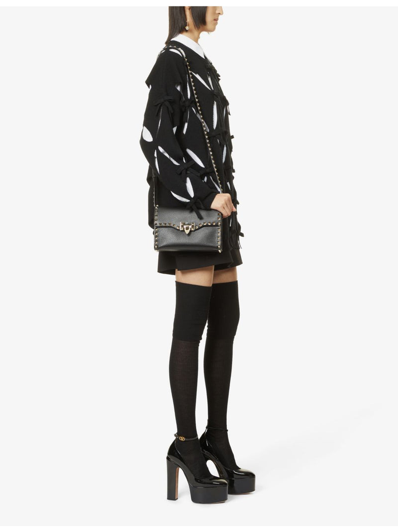 Valentino Garavani Rockstud leather crossbody satchel with gold-tone hardware (British brand)