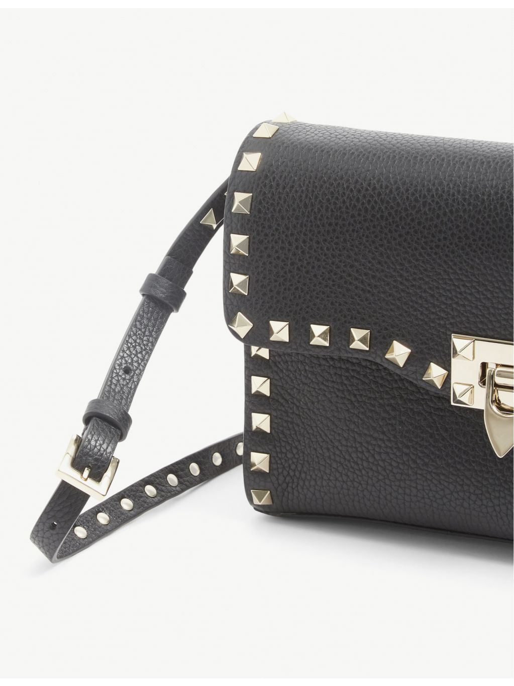 Valentino Garavani Rockstud leather crossbody satchel with gold-tone hardware (British brand)