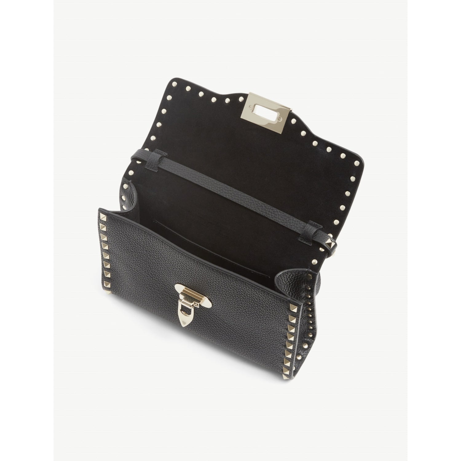 Valentino Garavani Rockstud leather crossbody satchel with gold-tone hardware (British brand)